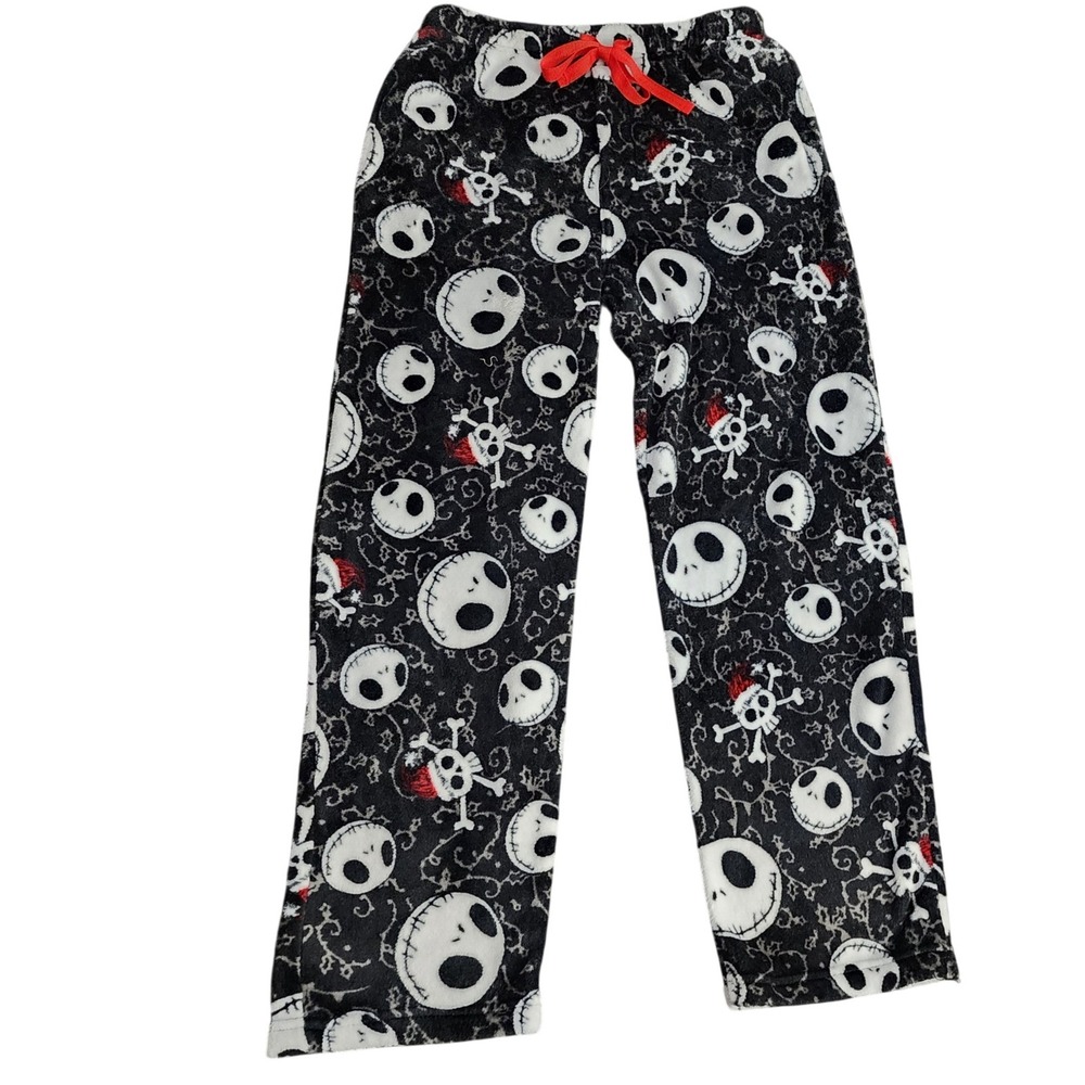 Disney Nightmare Before Christmas Pants Unisex M Black Skulls Relaxed PJ Pants